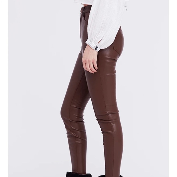 Free People Brown Vegan Leather Pants - Picture 3 of 4
